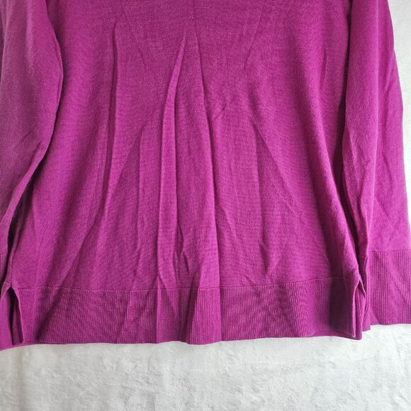 Banana Republic Women Sweater Merino Wool Size L V-Neck Pink Solid Pullover - Picture 11 of 12
